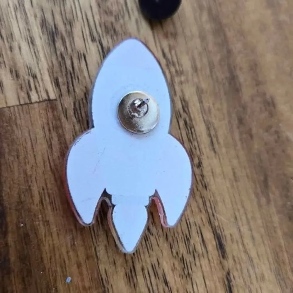 Rocket Acrylic Enamel Lapel Pin Brooch | Unworn with Protective Film